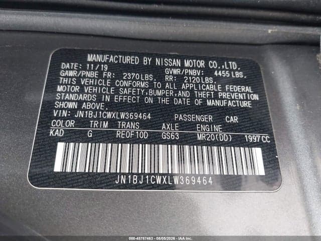 2020 NISSAN ROGUE SPORT S AWD XTRONIC CVT 9