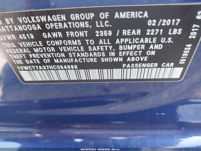 2017 VOLKSWAGEN PASSAT 1.8T SEL PREMIUM 9