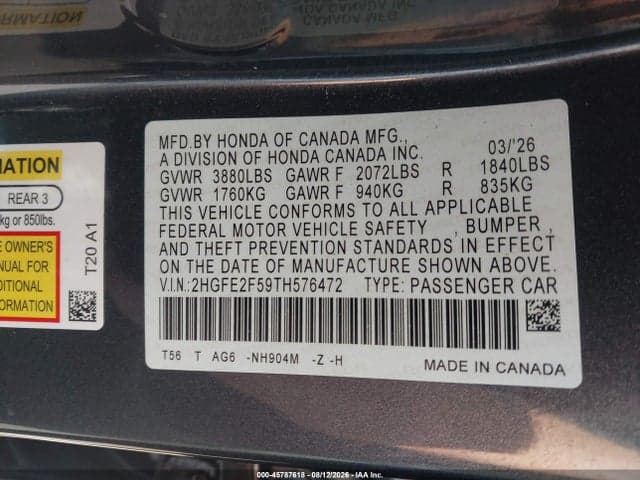 2026 HONDA CIVIC SPORT 9