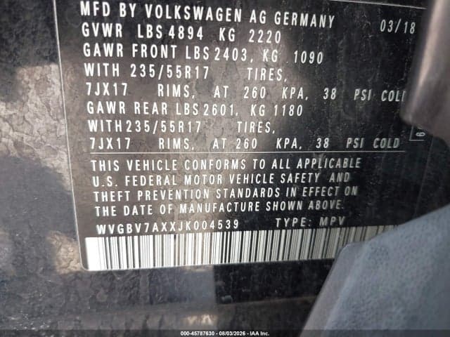 2018 VOLKSWAGEN TIGUAN LIMITED 2.0T 9