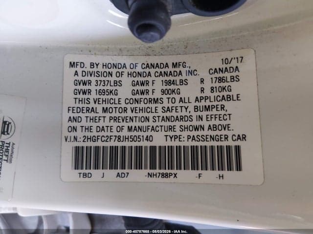 2018 HONDA CIVIC EX 9