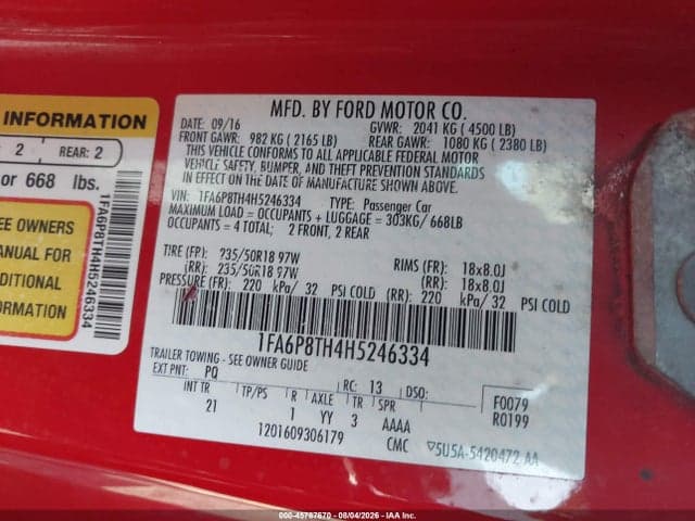 2017 FORD MUSTANG ECOBOOST 9