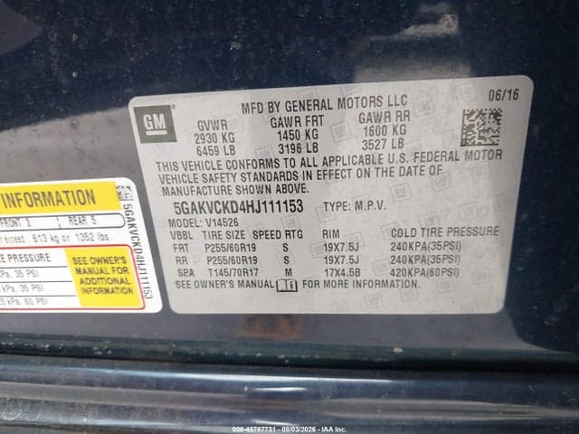 2017 BUICK ENCLAVE PREMIUM 9