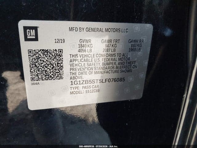 2020 CHEVROLET MALIBU FWD LS 9