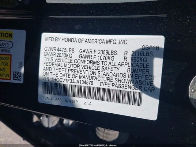 2018 HONDA ACCORD SPORT 9