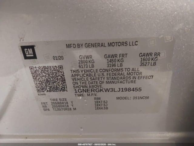 2020 CHEVROLET TRAVERSE FWD LT CLOTH 9