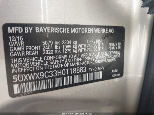 2017 BMW X3 XDRIVE28I 9
