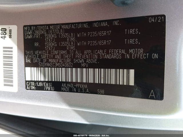 2021 TOYOTA SIENNA XLE 9