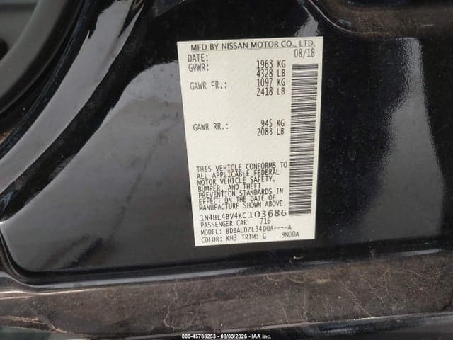 2019 NISSAN ALTIMA 2.5 S 9