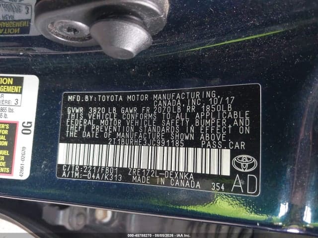 2018 TOYOTA COROLLA LE 9