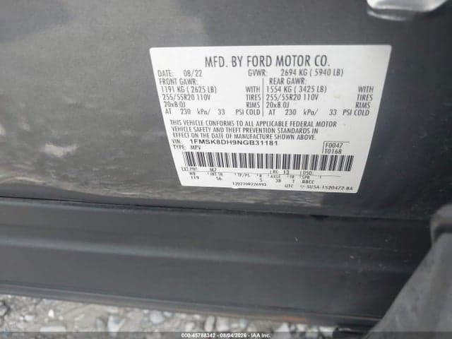 2022 FORD EXPLORER XLT 9