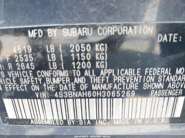 2017 SUBARU LEGACY 2.5I PREMIUM 9