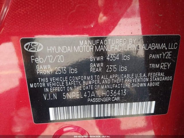 2020 HYUNDAI SONATA SEL 9