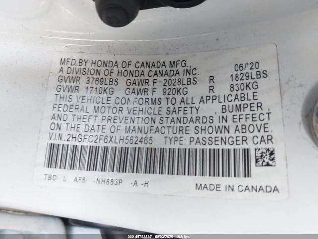 2020 HONDA CIVIC LX 9