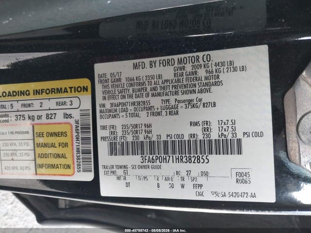 2017 FORD FUSION SE 9