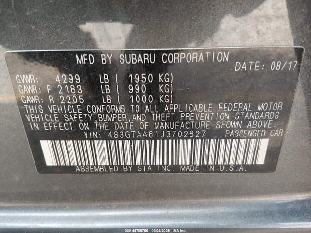 2018 SUBARU IMPREZA 2.0I 9
