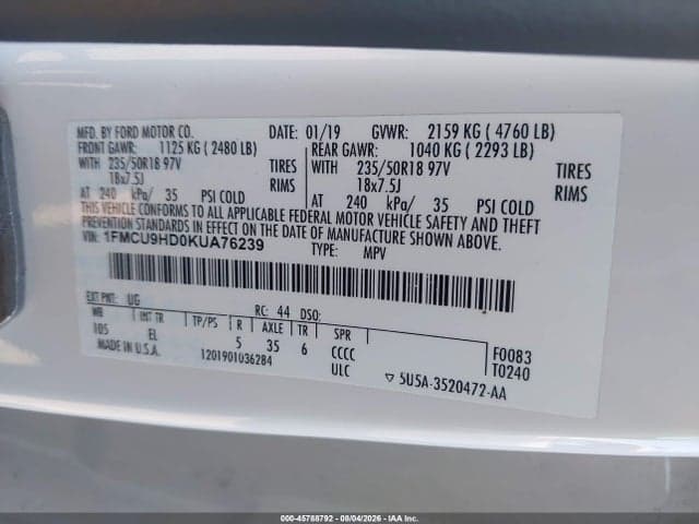 2019 FORD ESCAPE SEL 9