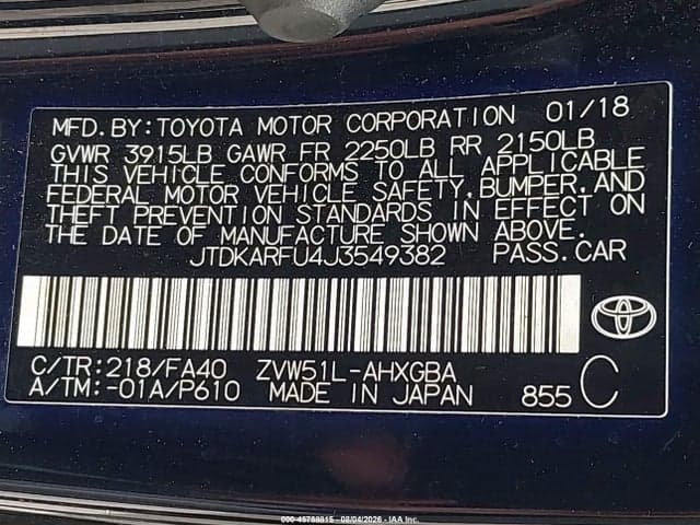 2018 TOYOTA PRIUS THREE 9