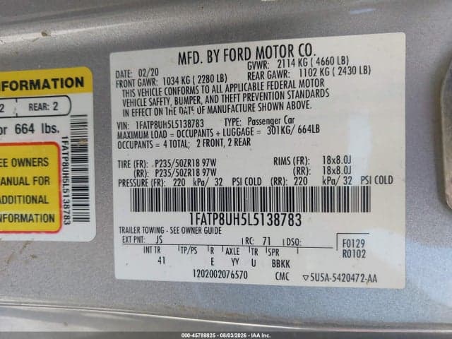 2020 FORD MUSTANG ECOBOOST PREMIUM 9
