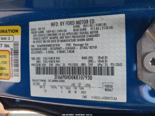 2019 FORD FUSION SE 9