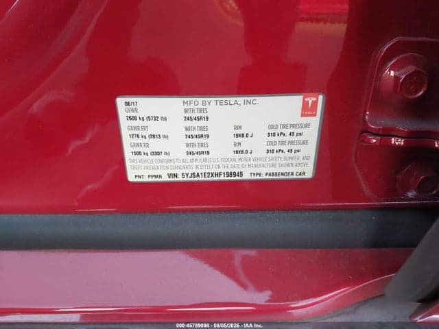 2017 TESLA MODEL S 100D/60D/75D/90D/P100D 9