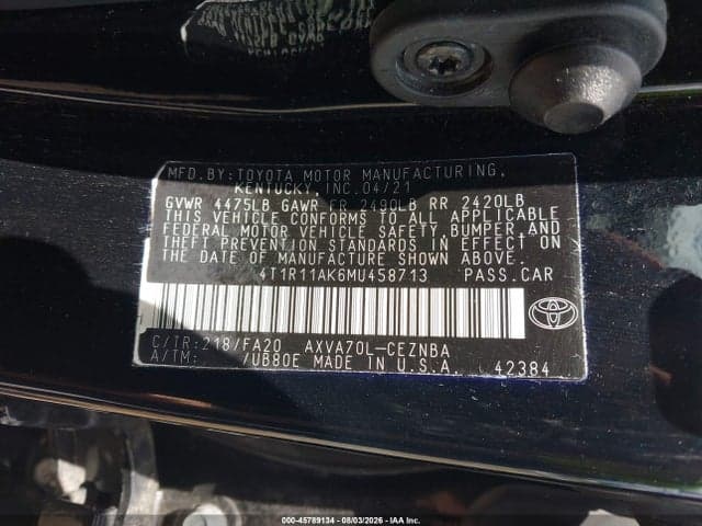 2021 TOYOTA CAMRY LE 9