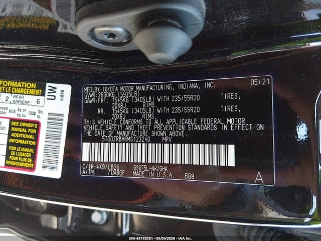 2021 TOYOTA HIGHLANDER LIMITED 9