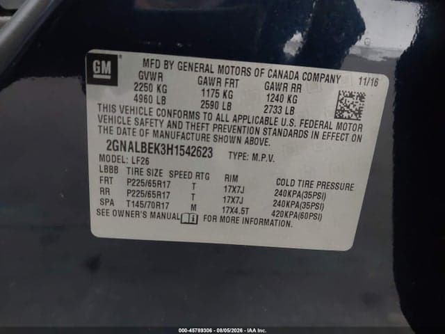 2017 CHEVROLET EQUINOX LS 9