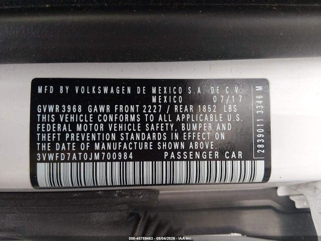 2018 VOLKSWAGEN BEETLE 2.0T COAST/2.0T S 9