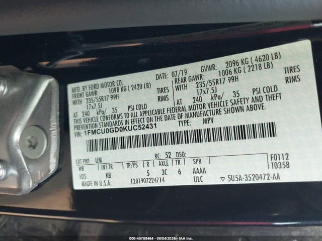 2019 FORD ESCAPE SE 9