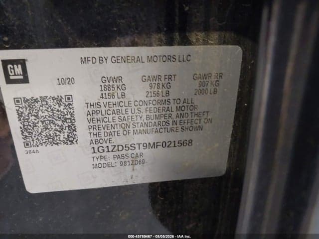 2021 CHEVROLET MALIBU FWD LT 9