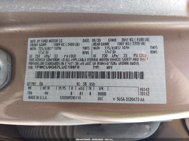 2020 FORD ESCAPE SE 9