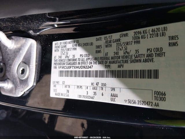 2017 FORD ESCAPE S 9