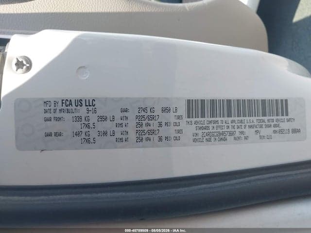 2017 DODGE GRAND CARAVAN SXT 9