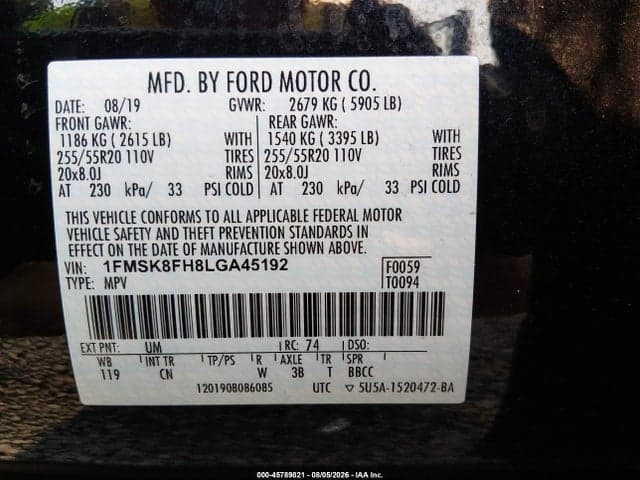 2020 FORD EXPLORER LIMITED 9
