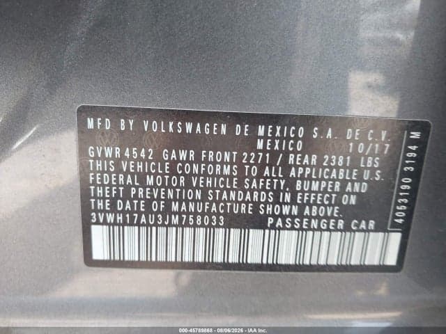 2018 VOLKSWAGEN GOLF ALLTRACK TSI S/TSI SE/TSI SEL 9