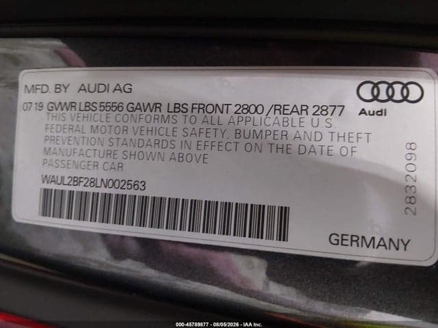 2020 AUDI A6 PREMIUM PLUS 55 TFSI QUATTRO S TRONIC 9