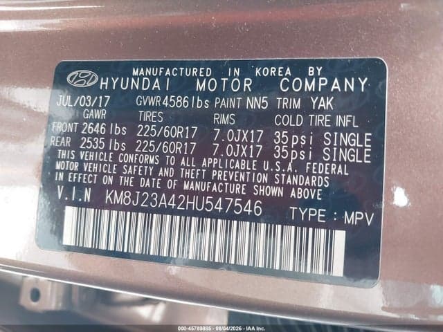 2017 HYUNDAI TUCSON SE 9
