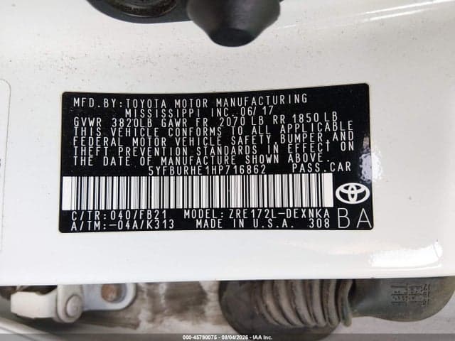 2017 TOYOTA COROLLA LE 9
