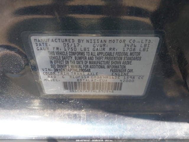 2017 NISSAN VERSA 1.6 S+ 9