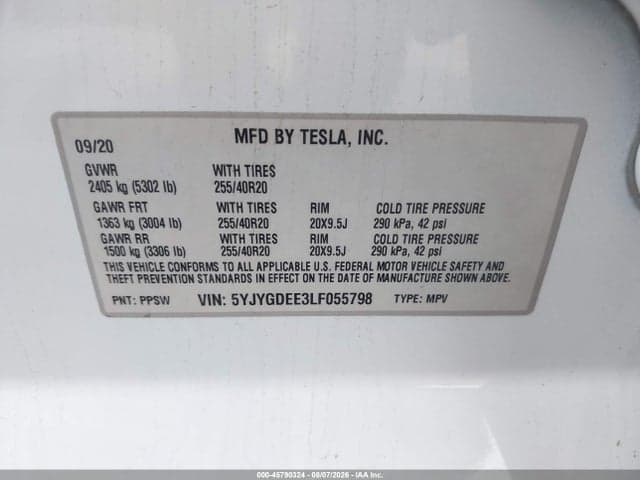 2020 TESLA MODEL Y LONG RANGE DUAL MOTOR ALL-WHEEL DRIVE 9