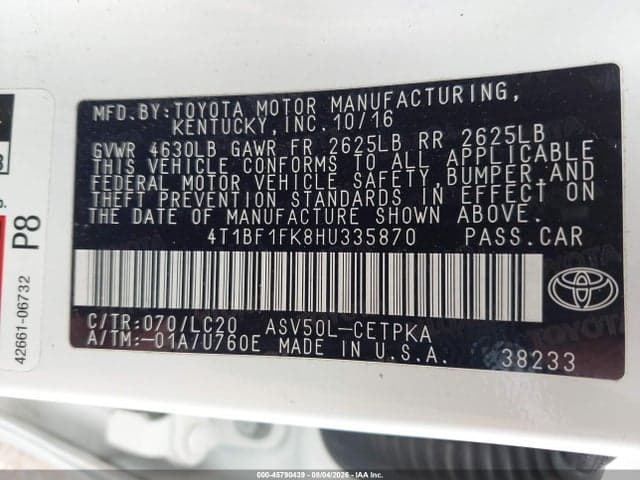 2017 TOYOTA CAMRY XSE 9