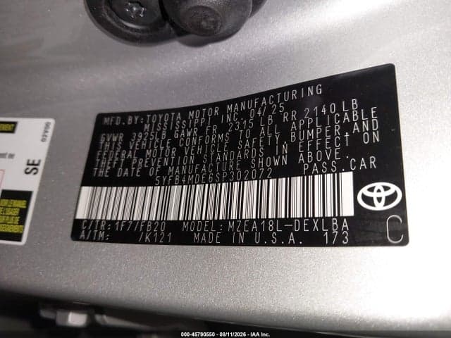 2025 TOYOTA COROLLA LE 9