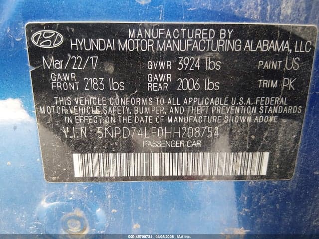 2017 HYUNDAI ELANTRA SE 9