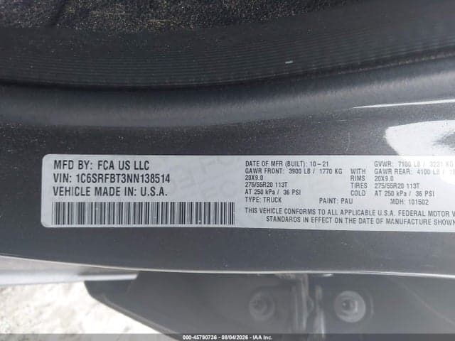 2022 RAM 1500 BIG HORN 4X4 6'4 BOX 9