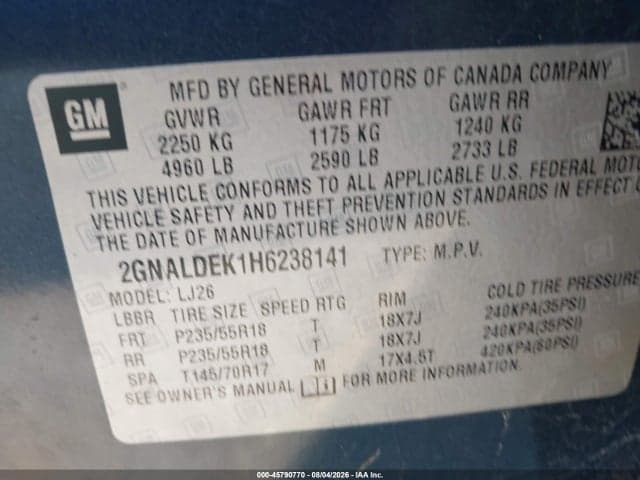 2017 CHEVROLET EQUINOX PREMIER 9
