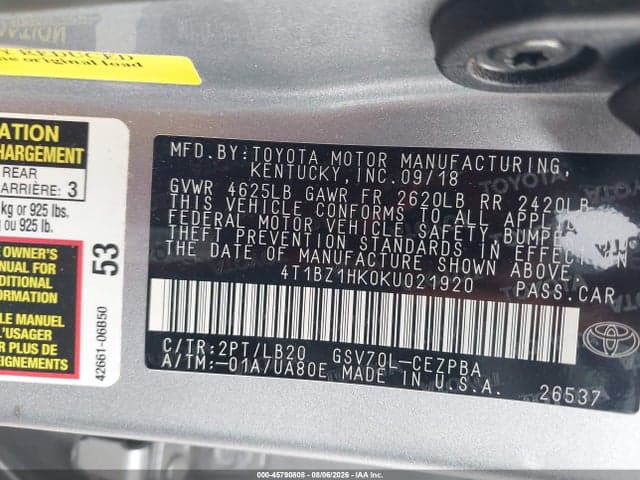 2019 TOYOTA CAMRY XSE V6 9