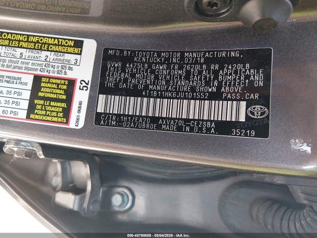 2018 TOYOTA CAMRY SE 9