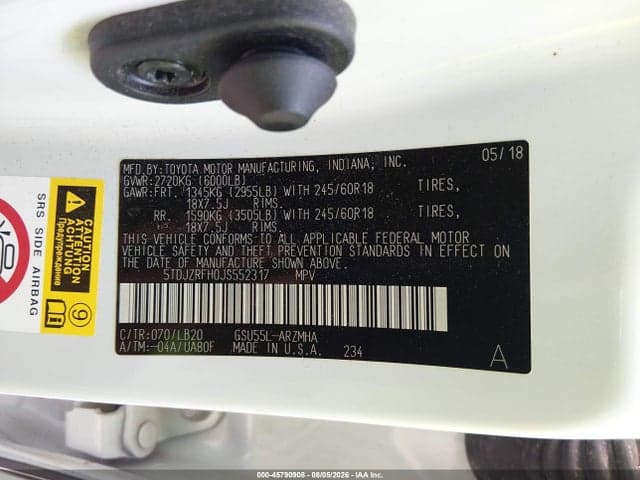 2018 TOYOTA HIGHLANDER XLE 9