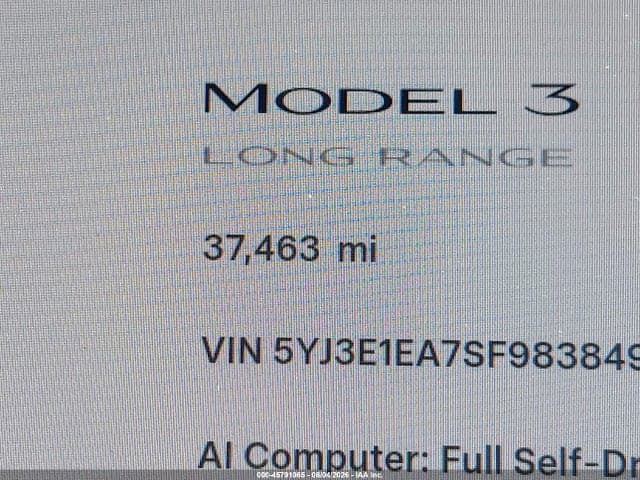 2025 TESLA MODEL 3 LONG RANGE REAR-WHEEL DRIVE/STANDARD REAR-WHEEL DRIVE 15